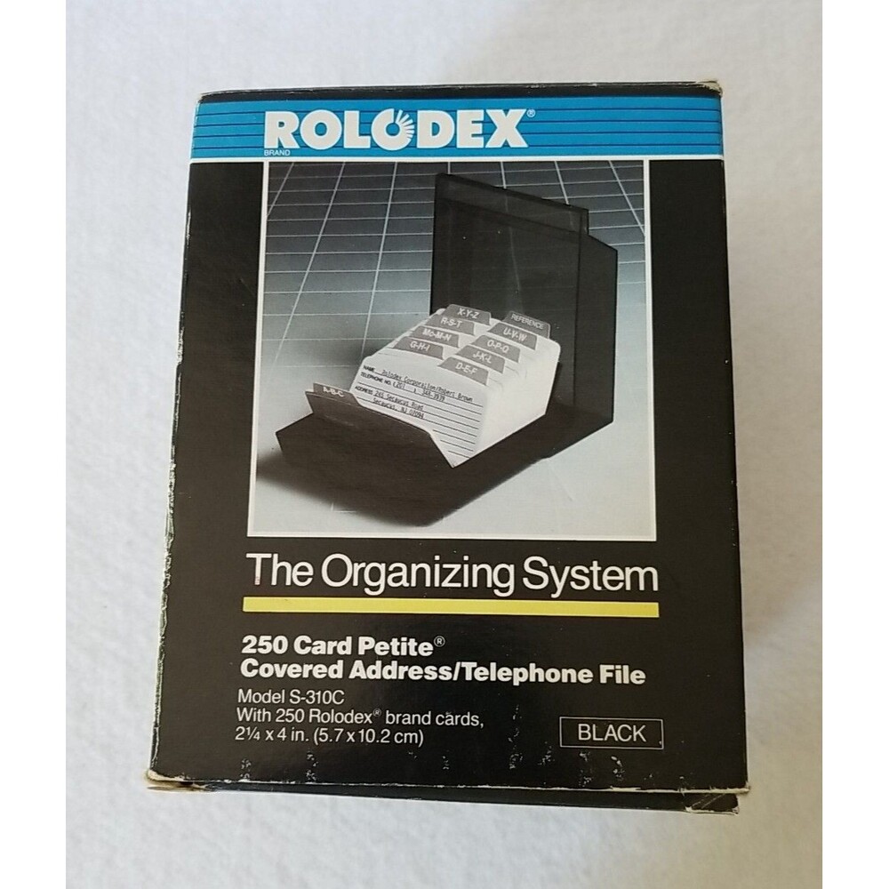 Rolodex S-310C 250 Card Black Address & Telephone Organizing System 1989